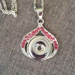 Red Crystal Water Drop Snap Pendant Necklace